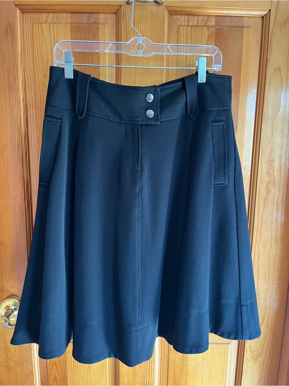 Black Flared Skater Skirt with Snap Waist